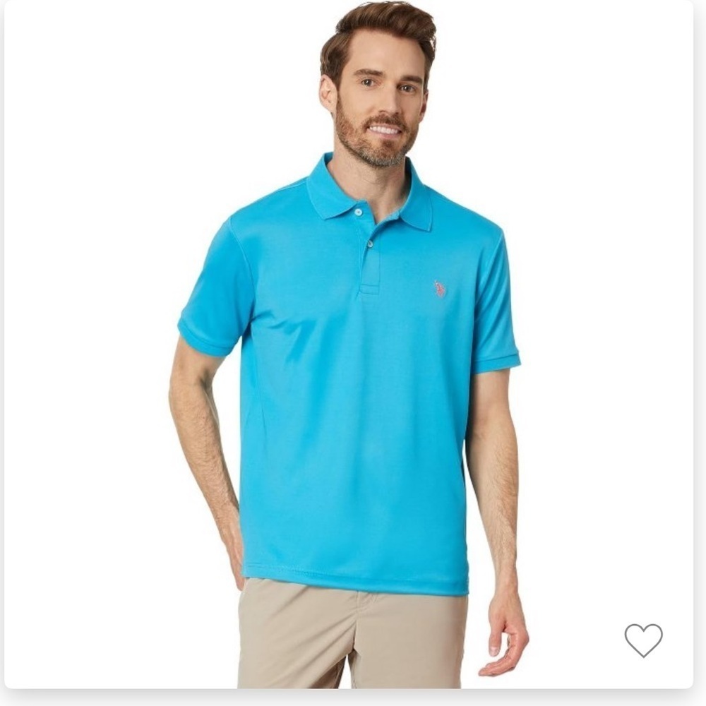 US Polo Assn. blue polo shirt short sleeve knit cotton size L new